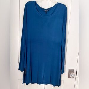 Eileen Fisher Women’s  Blue Lightweight Viscose Tunic Long Sleeve dress Sz L